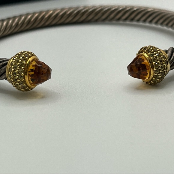 David Yurman 18K Gold & Sterling Citrine Yellow Sapphire Cuff Bracelet *Rare* - Picture 5 of 7